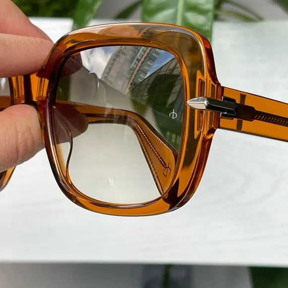Rag & Bone Square 56mm Oversized Sunglasses with Orange / Brown Frame - Picture 8 of 16